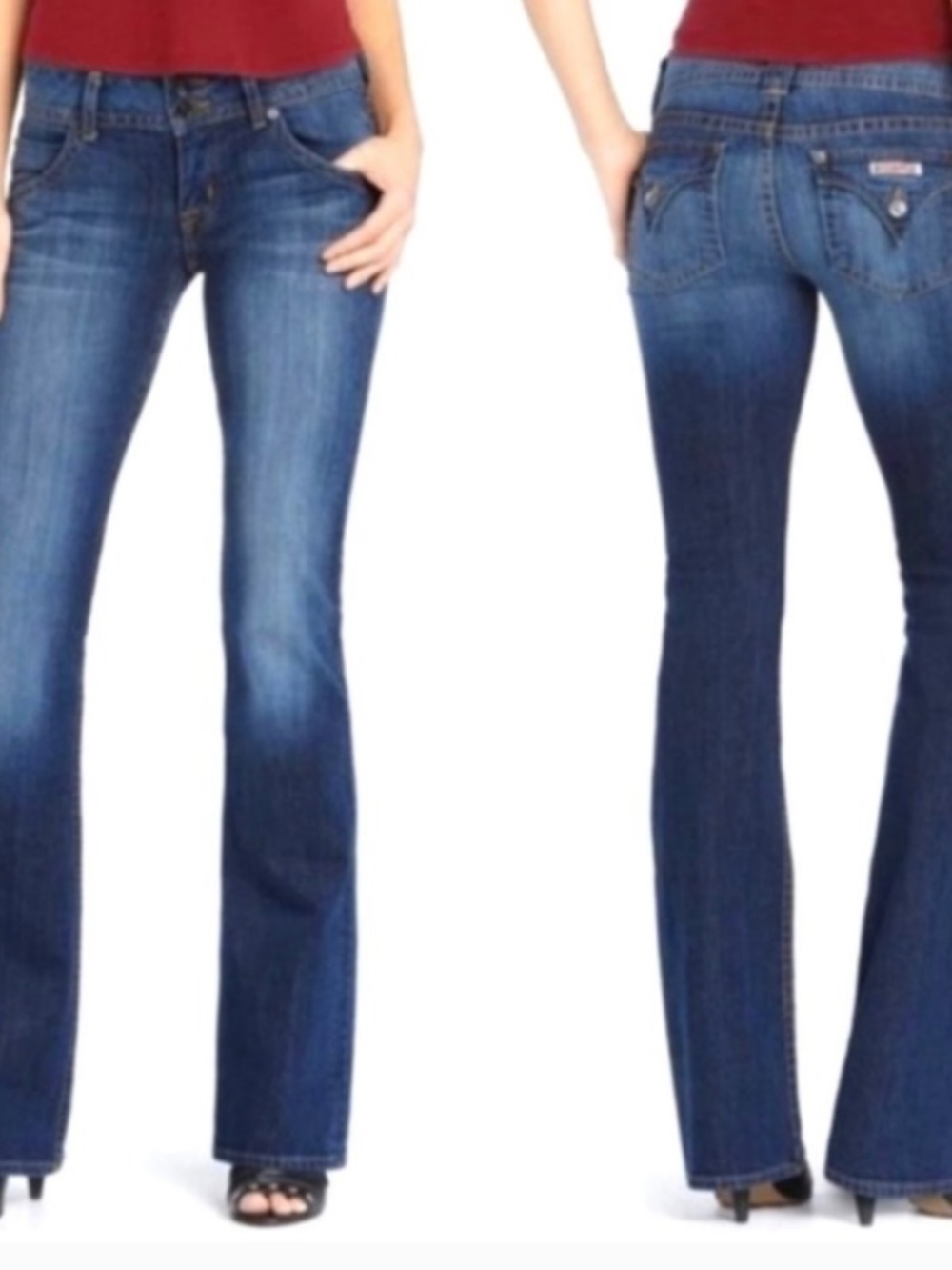 Y2K Hudson 28 Denim Jean W170DHK Bootcut Low-Rise USA Flap Pocket 28x31.5 HEMMED - Picture 2 of 12